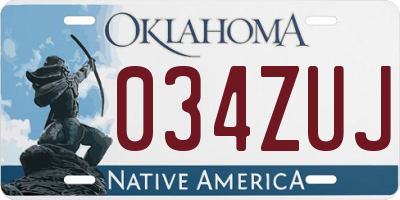 OK license plate 034ZUJ
