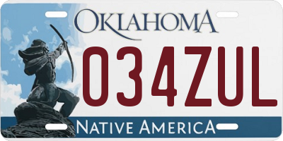 OK license plate 034ZUL