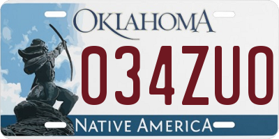 OK license plate 034ZUO