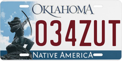 OK license plate 034ZUT