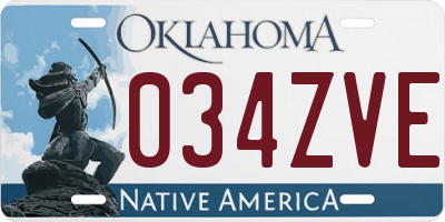 OK license plate 034ZVE