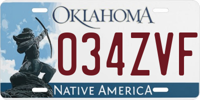 OK license plate 034ZVF