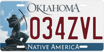 OK license plate 034ZVL