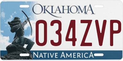 OK license plate 034ZVP