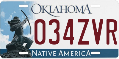 OK license plate 034ZVR