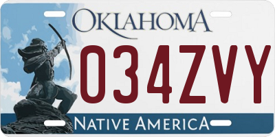 OK license plate 034ZVY