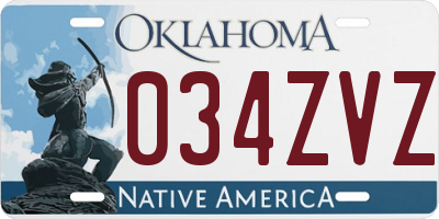 OK license plate 034ZVZ