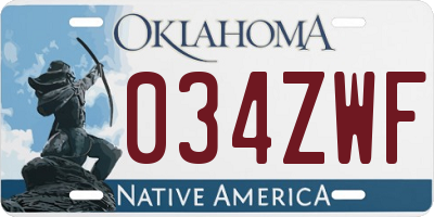 OK license plate 034ZWF
