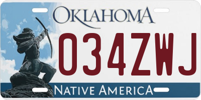 OK license plate 034ZWJ