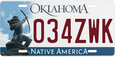 OK license plate 034ZWK