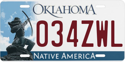 OK license plate 034ZWL