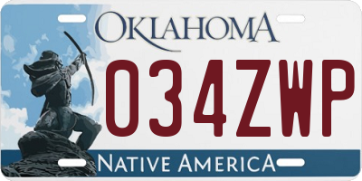 OK license plate 034ZWP