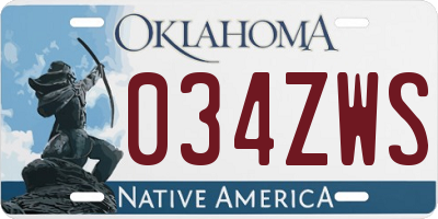 OK license plate 034ZWS