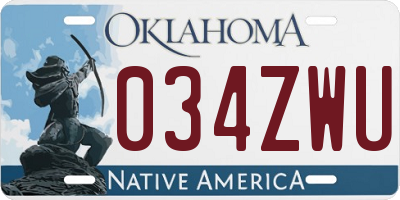 OK license plate 034ZWU