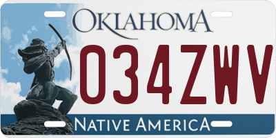 OK license plate 034ZWV