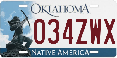 OK license plate 034ZWX