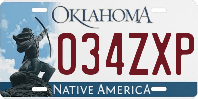 OK license plate 034ZXP