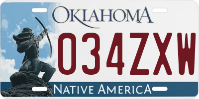 OK license plate 034ZXW