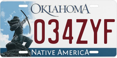 OK license plate 034ZYF