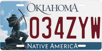 OK license plate 034ZYW