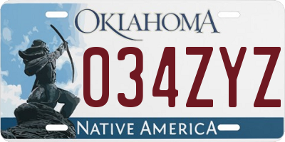 OK license plate 034ZYZ