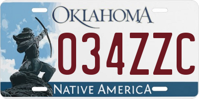 OK license plate 034ZZC