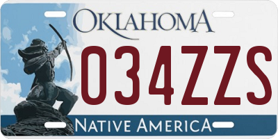 OK license plate 034ZZS