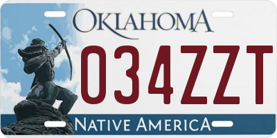 OK license plate 034ZZT