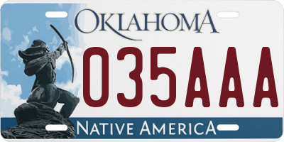 OK license plate 035AAA