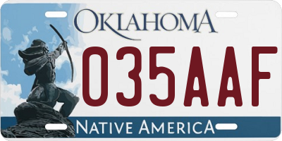 OK license plate 035AAF