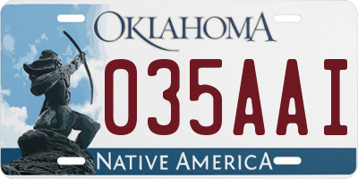 OK license plate 035AAI