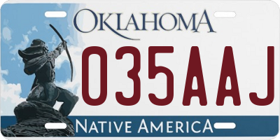 OK license plate 035AAJ