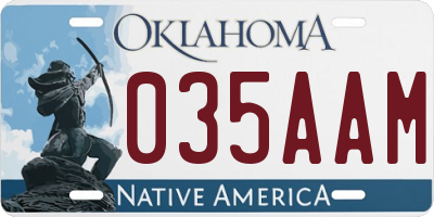 OK license plate 035AAM