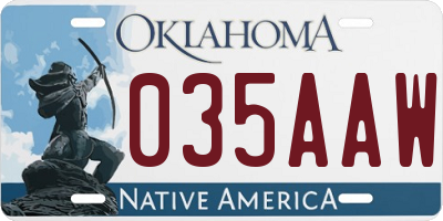 OK license plate 035AAW