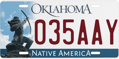 OK license plate 035AAY