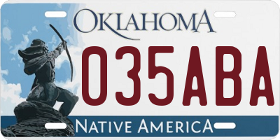 OK license plate 035ABA