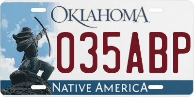 OK license plate 035ABP