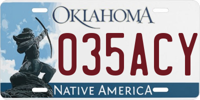 OK license plate 035ACY