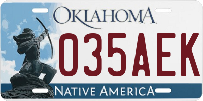 OK license plate 035AEK