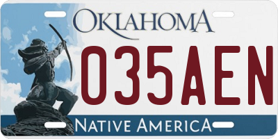 OK license plate 035AEN