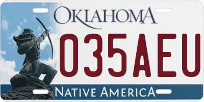 OK license plate 035AEU