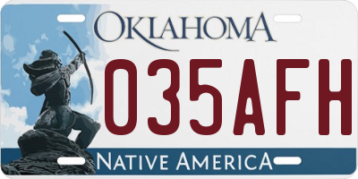 OK license plate 035AFH