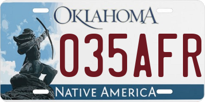 OK license plate 035AFR