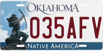 OK license plate 035AFV