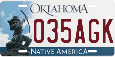 OK license plate 035AGK