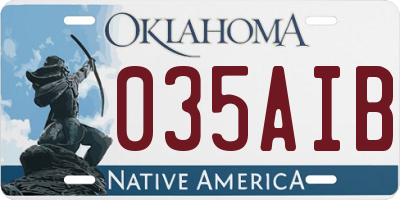 OK license plate 035AIB
