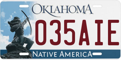 OK license plate 035AIE