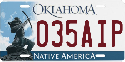 OK license plate 035AIP