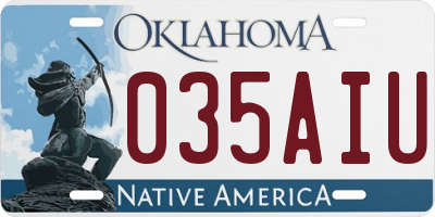 OK license plate 035AIU