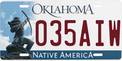 OK license plate 035AIW